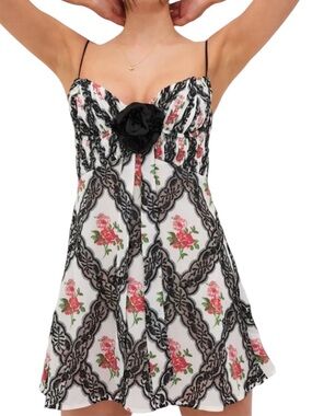 New For Love & Lemons Greta Floral & Lace Mini Dress